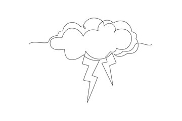 One continuous line drawing of Sky clouds white. Clouds concept. Doodle vector illustration in simple linear style.