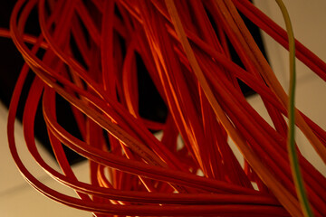 Fiber optic cable prepared for connection.