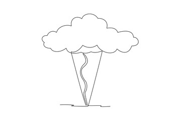 One continuous line drawing of Sky clouds white. Clouds concept. Doodle vector illustration in simple linear style.