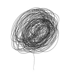 Messy lines. Complex way to easy scribbled round chaos, difficult route line, mental health issues