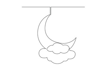 One continuous line drawing of Sky clouds white. Clouds concept. Doodle vector illustration in simple linear style.