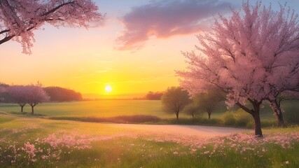 Fototapeta premium Sunset in spring