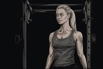 Strong Woman Empowering Her Body Through Intense Gym Workout Generative AI