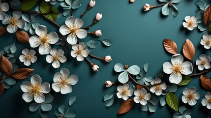 Natural Spring Wildflowers Green Leaves Flat, HD, Background Wallpaper, Desktop Wallpaper