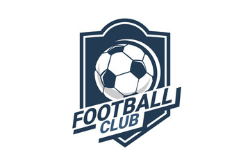Soccer Logo or football club sign Badge. Football logo with shield background vector design. Vector illustration.  - obrazy, fototapety, plakaty