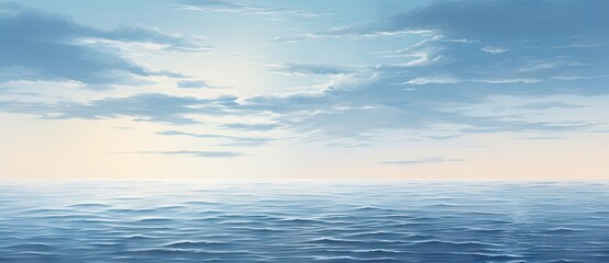 Naklejka na ściany i meble A Serene Seascape: The Majestic Ocean Meeting the Vast Sky Created With Generative AI Technology