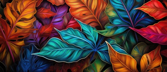 Colorful Leaves Dancing in the Night's Embrace