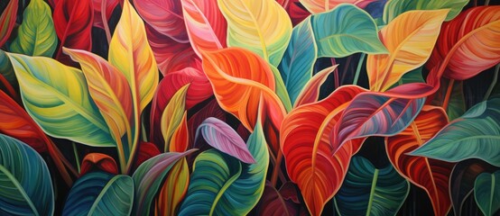 Colorful Leaves Dance on a Dark Canvas