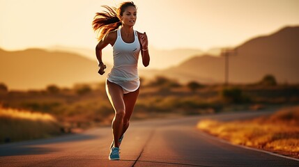 Female athlete in fitness wearing running clothes.
