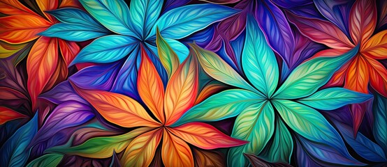 Colorful Leaves Dancing in the Dark Created With Generative AI Technology