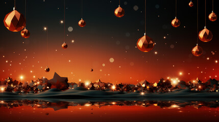 plain dark orange background mit golden stars, christmas theme. Generative AI