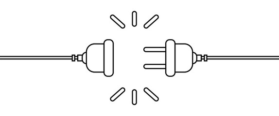 Flat disconnected plug and socket 404 concept illustration cartoon