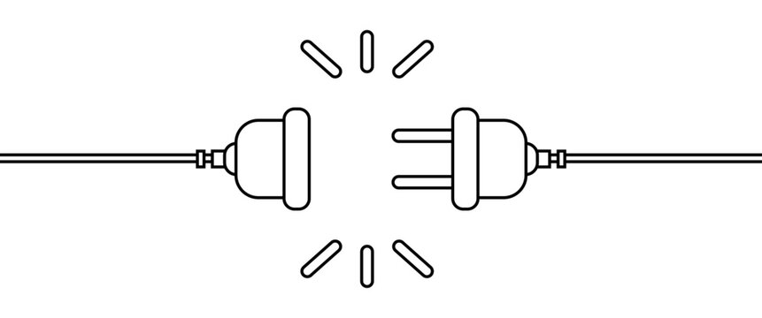 Flat disconnected plug and socket 404 concept illustration cartoon