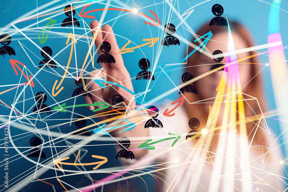 Poster neural network 3d illustration. big data and cybersecurity