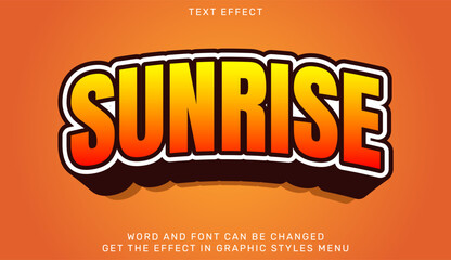 Sunrise text effect template in 3d design