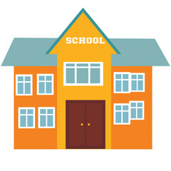 School building in flat style. Vector Illustration.	