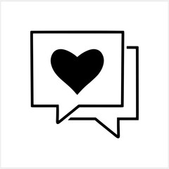 Doodle chat icon with heart. Hand drwn art line. Speech symbol for web site design, logo, app, UI. Sketch vector stock illustration EPS 10