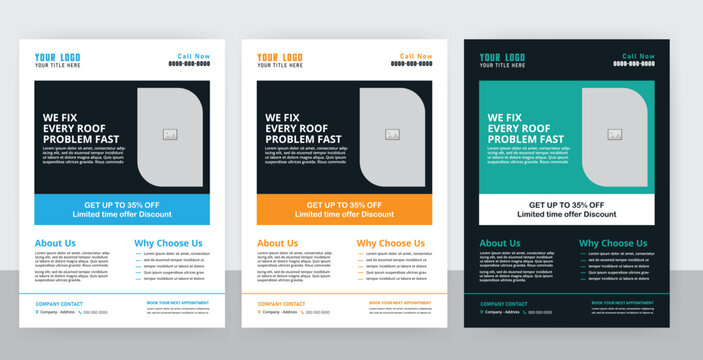 Roofing services flyer design template