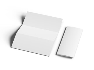 Blank Z-fold letter mockup brochure on transparent background. 3d render