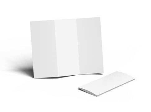 Blank Z-fold letter mockup brochure on transparent background. 3d render