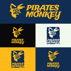 set of silhouette face of monkey gorilla king kong head suitable for boat ship sailor nautical navy or american football team logo design inspiration