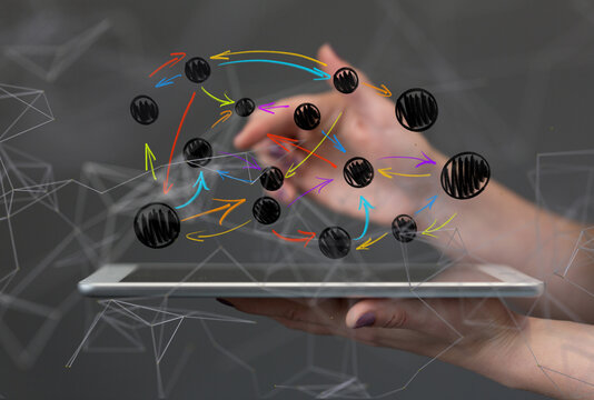 Global network. Blockchain. 3D illustration. Neural networks and artificial intelligence. Abstract  - neural network exposure digital
