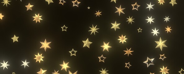 Twinkling Christmas Descent: Striking 3D Illustration Showcasing Falling Festive Twinkling Stars