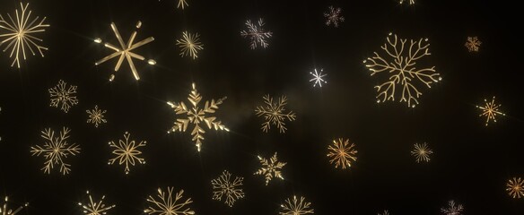 Falling snow at night. Bokeh lights