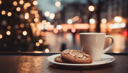A Cozy Morning with a Cup of Coffee and a Delicious Cookie