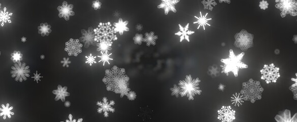 Snowflakes - Abstract Gold Star Falling Soft Focus Background, 3D rendering.