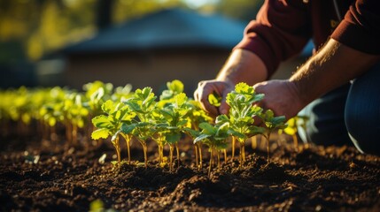 Hands Planting Kohlrabi Seedling Vegetable Garden, HD, Background Wallpaper, Desktop Wallpaper