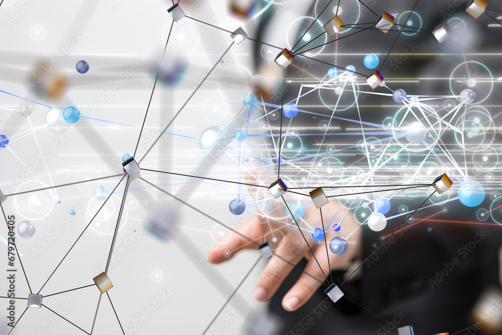 Poster conference digital network and data concept 3d