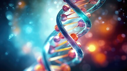 DNA molecule spiral - 3d illustration - obrazy, fototapety, plakaty