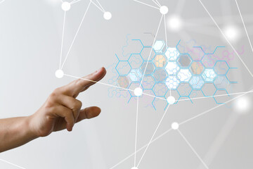 Connecting lines and dots.Big data visualization