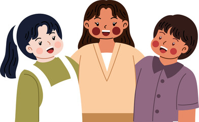 Multi race friendship cartoon character