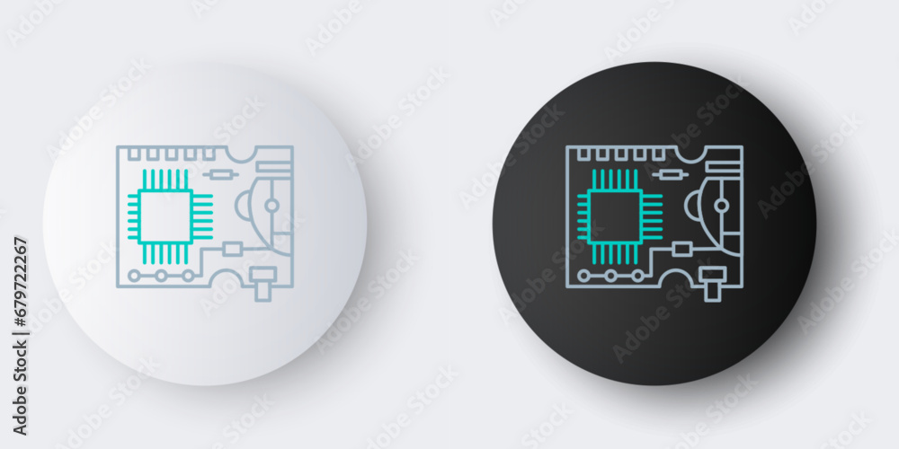 Wall mural Line Printed circuit board PCB icon isolated on grey background. Colorful outline concept. Vector