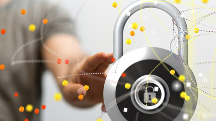 Obraz premium security data code digital in hand