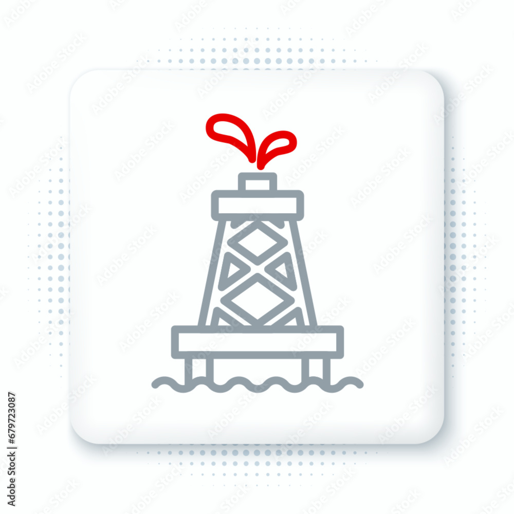 Poster Line Oil rig icon isolated on white background. Gas tower. Industrial object. Colorful outline concept. Vector