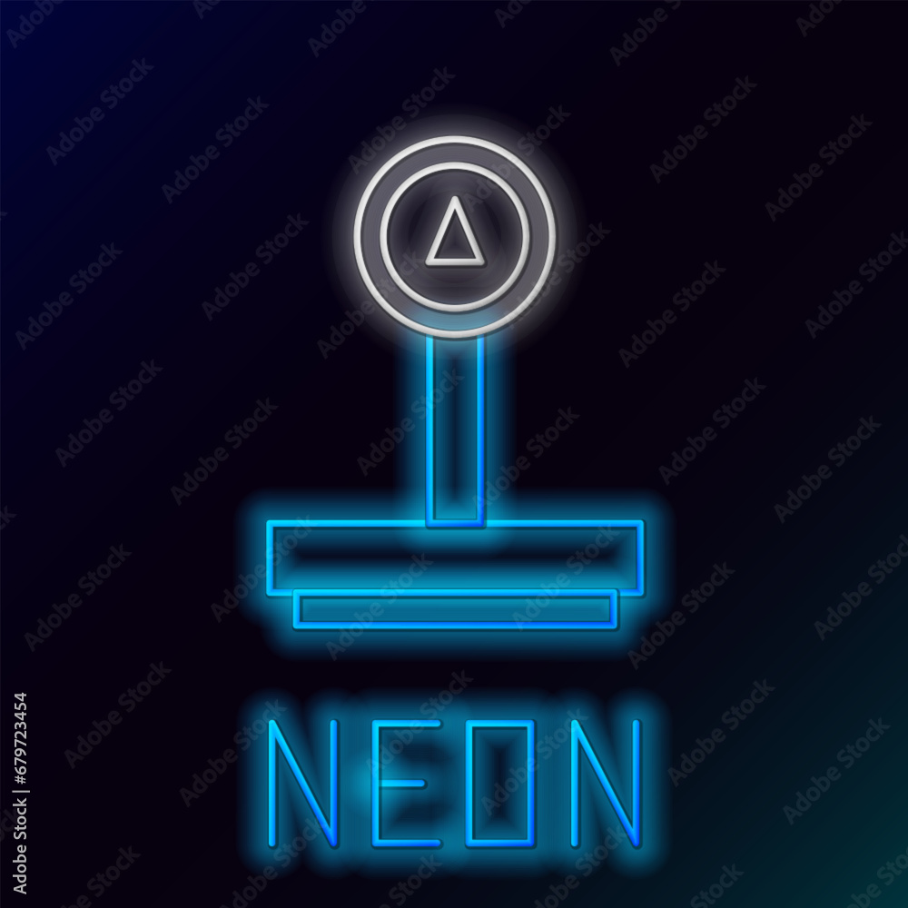 Poster glowing neon line scale icon isolated on black background. logistic and delivery. weight of delivery