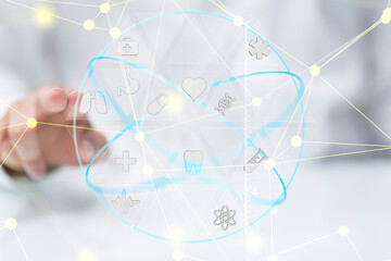  Ui icon medical in hospital with medical technology network concept