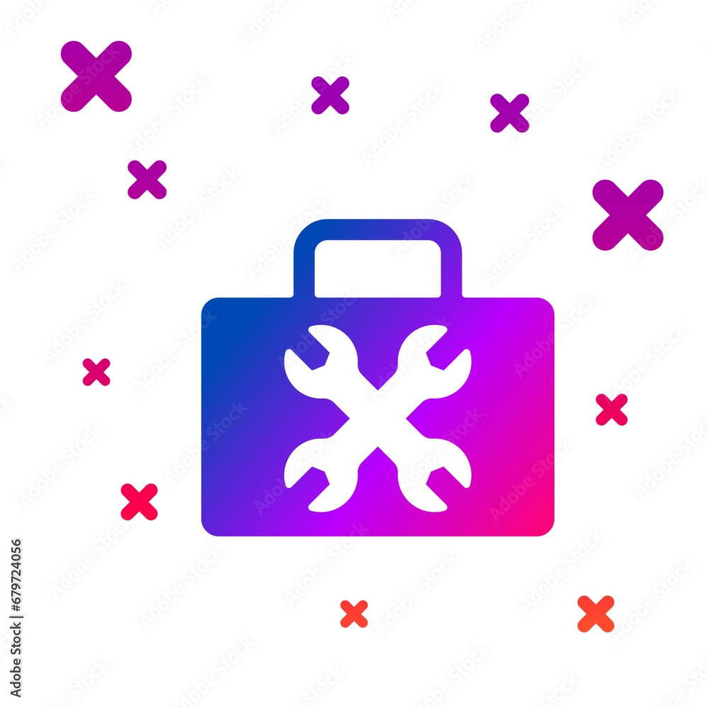 Aufkleber color toolbox icon isolated on white background. tool box sign. gradient random dynamic shapes. vect
