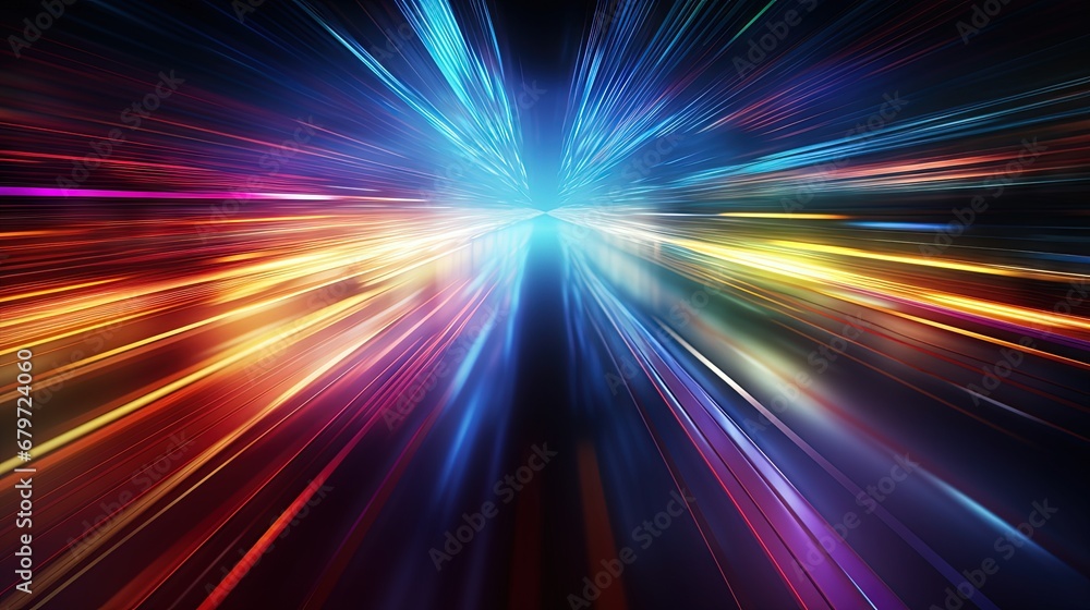Poster colorful geometric speed line abstract technology background represent big data stream in cyber space.