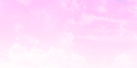 Obraz premium Pink sky and white cloud background. Sky Landscape Background. Summer heaven with colorful clearing sky. Sweet sky with pastel color background. Vector illustration.