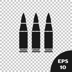 Black Bullet icon isolated on transparent background. Vector