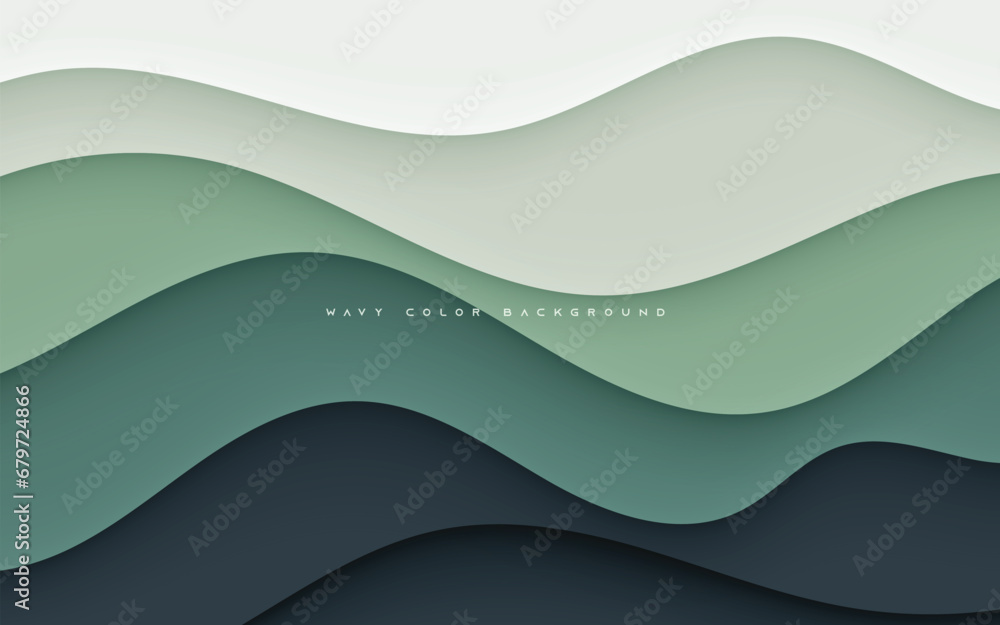 Poster green gradient background dynamic wavy light and shadow