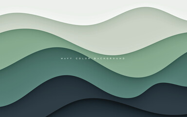 Green gradient background dynamic wavy light and shadow