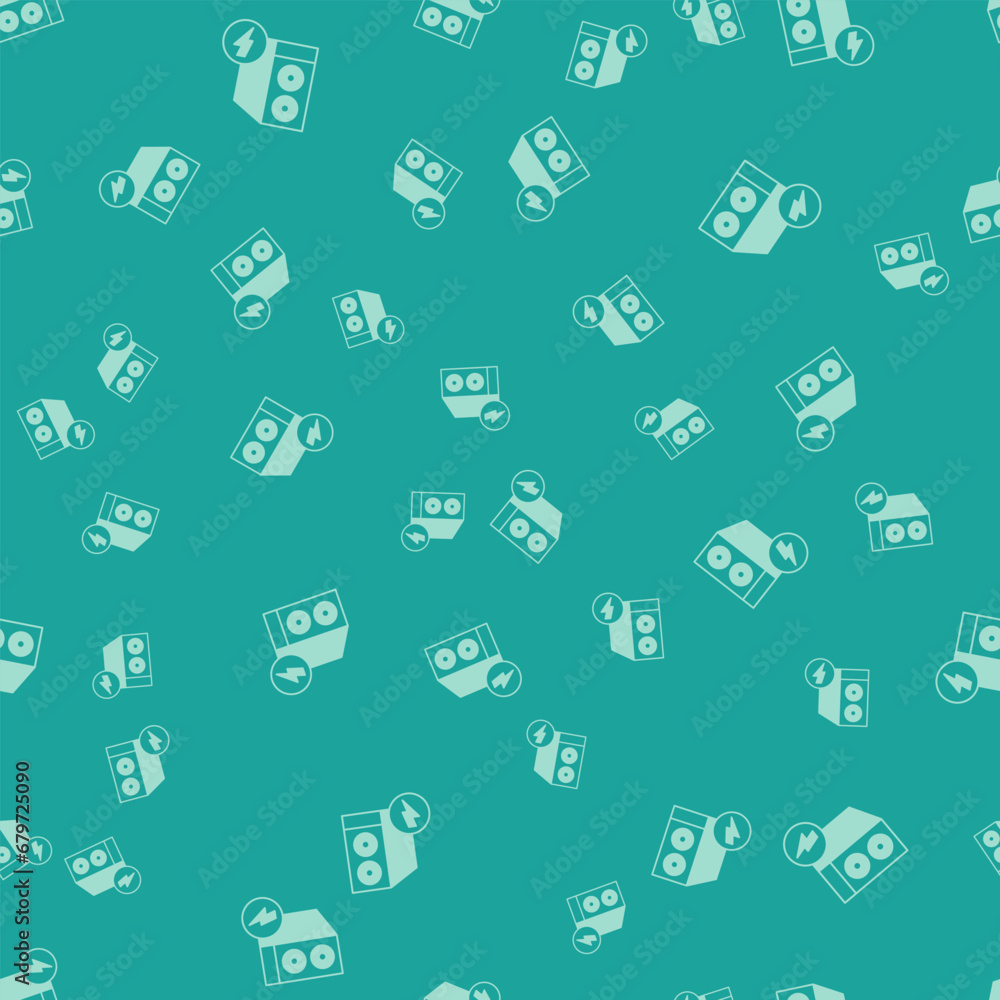 Poster green case of computer icon isolated seamless pattern on green background. computer server. workstat