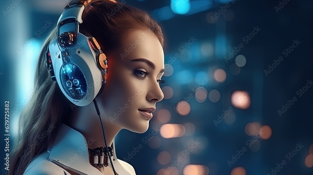 Poster Chatbot conversation Ai Artificial Intelligence technology online customer service. Digital chatbot, robot application, OpenAI generate. Futuristic technology.Virtual assistant on internet.