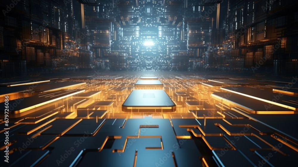 Leinwandbilder abstract digital backdrop. technology, artificial intelligence and innovation concept. 3d rendering