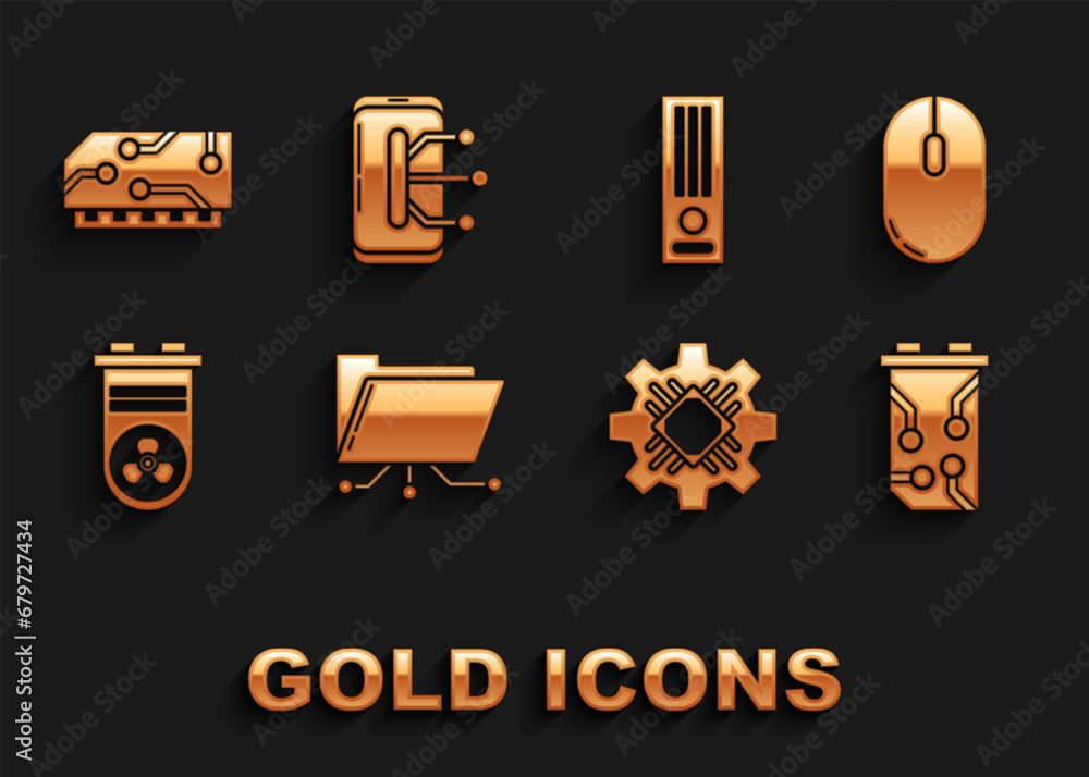 Poster set folder and lock, computer mouse, video graphic card, processor, game console, ram, random access